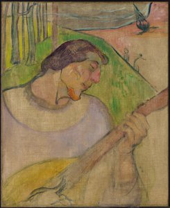 Autoportret z mandoliną, ok. 1889 (olej na płótnie) autorstwa Paul Gauguin