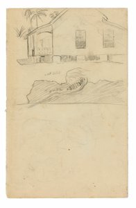 Szkice rezydencji na Tahiti z oznaczeniami kolorów i psami autorstwa Paul Gauguin