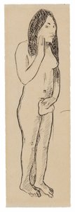 Ewa tahitańska (związana z obrazem Parau ne te varua ino) (recto); Fragment inskrypcji (związany z Cahier pour Aline) (verso) autorstwa Paul Gauguin