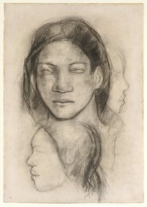 Twarze Tahitańczyków (widok z przodu i profile) autorstwa Paul Gauguin
