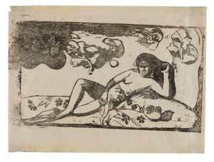 Te arii vahine-opoi (Kobieta ze zmęczonym mango), z serii późnych drzeworytów autorstwa Paul Gauguin