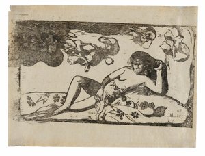 Te arii vahine-opoi (Kobieta ze zmęczonym mango), z serii późnych drzeworytów autorstwa Paul Gauguin