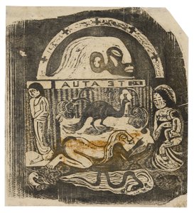 Te atua (Bóg), z serii późnych odbitek drewnianych autorstwa Paul Gauguin