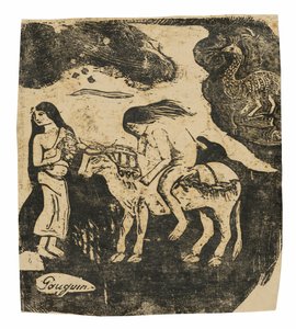 Gwałt na Europie, ze zbioru późnych odbitek drewnianych autorstwa Paul Gauguin