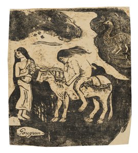 Gwałt na Europie, ze zbioru późnych drzeworytów autorstwa Paul Gauguin