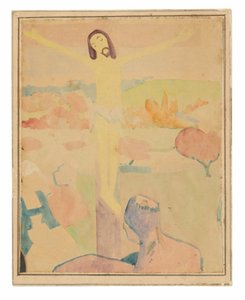 Żółty Chrystus (recto), kąpiąca się kobieta brodząca w potoku autorstwa Paul Gauguin