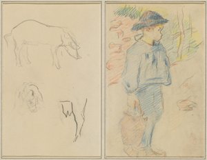 Trzy badania świni; Chłopiec bretoński idący z dzbanem [odbyt.] autorstwa Paul Gauguin