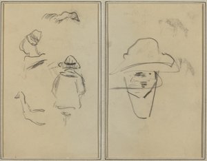 Dwie figury bretońskie i studia dwóch gęsi; Mężczyzna w kapeluszu [verso] autorstwa Paul Gauguin
