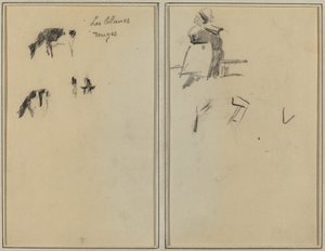 Dwie krowy; Siedząca Bretonka [verso] autorstwa Paul Gauguin