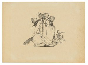 Dwie maoryskie kobiety kucające autorstwa Paul Gauguin
