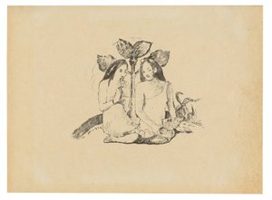 Dwie maoryskie kobiety kucające autorstwa Paul Gauguin