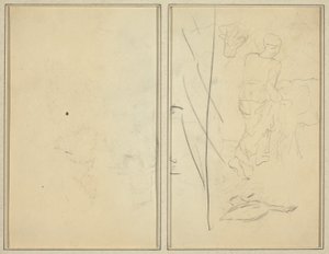 Kobieta z krową i gęsią; Przeciwwskazania [verso] autorstwa Paul Gauguin