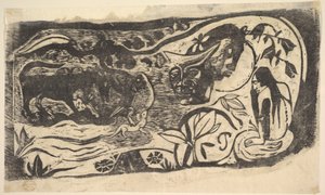 Drzeworyt z rogatą głową, 1898-99. autorstwa Paul Gauguin