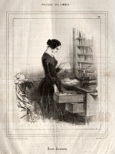 Polityka kobiet: prawo do odwiedzin, 1843. autorstwa Paul Gavarni