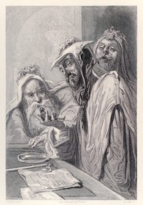 Naukowcy z Lordbruldrud badają Guliwera z francuskiego wydania Podróży Guliwera autorstwa Jonathana Swifta autorstwa Paul Gavarni