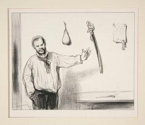 Pergamin, szabla, żart autorstwa Paul Gavarni