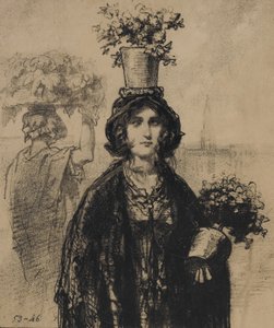 Tej wiosny nosimy mnóstwo kwiatów, szczególnie na czapkach Fashionable Magazine, pla..., 1853. autorstwa Paul Gavarni