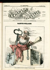 La Chanson illustree (magazyn), numer 52, Satyryczny w kolorach: Sainte Pelagie - Republikanin, Więzienia, Sainte Pelagie - Ilustracja Hadol (1835-1875) autorstwa Paul Hadol