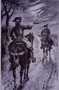 Dick Turpin spotykający się z kolegą rozbójnikiem Tomem Kingiem (grafika)