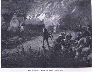 Mob palący farmę w Kent w 1830 r. autorstwa Paul Hardy