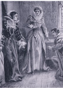 Królowa Mary Elżbieta i Courtenay odpowiem na to pytanie zawołała Mary odrzucając Arras, ilustracja z The Worlds Library of Best Books, c.1940 autorstwa Paul Hardy