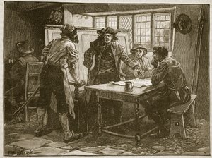 Kapitan z Nottingham i agitatorzy przy "Białym Koniu", ilustracja z "Cassell