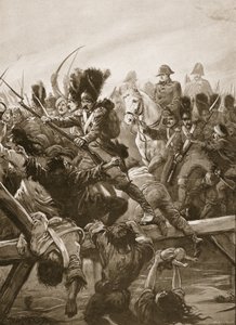 Kiedy widziano, jak resztki gwardii torują drogę cesarzowi, nastąpił pośpiech, ilustracja z „Bitwy XIX wieku” autorstwa Archibalda Forbesa, G.A. Henty i major Arthur Griffith autorstwa Paul Hardy