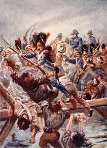 Kiedy widziano, jak resztki gwardii torują drogę cesarzowi, nastąpił pośpiech, ilustracja z „Bitwy XIX wieku” autorstwa Archibalda Forbesa, G.A. Henty i major Arthur Griffith autorstwa Paul Hardy