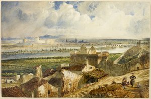 Widok na Awinion (z Villeneuve les Avignon) autorstwa Paul Huet