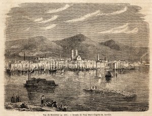 Widok Montrealu, rysunek Paula Hueta (1803-1869), ilustrujący wyprawy do Ameryki Północnej w latach 1854-1855, autorstwa L. Deville