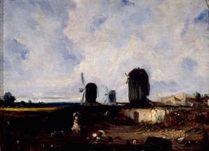 Wiatraki na równinach Montrouge, ok. 1820 r. (olej na płótnie) autorstwa Paul Huet