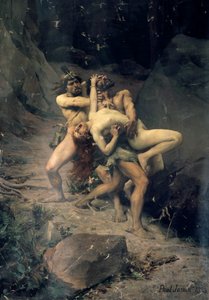 „Gwałt w epoce kamienia”, 1888 autorstwa Paul Joseph Jamin