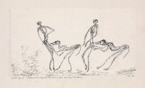 Kandyd, rozdział 16. Podczas gdy dwie małpy podążały za nimi, gryząc pośladki, 1911. autorstwa Paul Klee