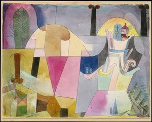 Krajobraz z czarnymi kolumnami. 1919 autorstwa Paul Klee
