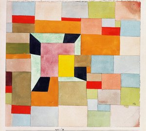podzielone kolorowe prostokąty; Podział kwadratów kolorów autorstwa Paul Klee