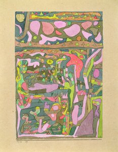 Słońce odkrywające, że świat kolorów już istnieje, skomplikowana kompozycja autorstwa Paul Klee