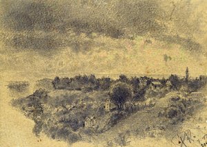 Bez tytułu (Berno, widok na Rosengarten) 1897 (ołówek i pędzel na papierze) autorstwa Paul Klee
