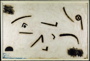 Bez tytułu (znaki na czarnym tle), C.1940 (kolor i klej na papierze) autorstwa Paul Klee