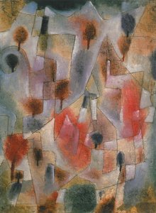 krajobraz z niebieskimi i czerwonymi drzewami, 1920. autorstwa Paul Klee