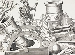 Moździerze z XVI wieku na ruchomych wózkach. autorstwa Paul Lacroix
