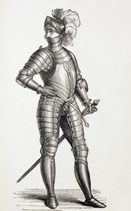 Rycerz w pełnej zbroi w XV wieku. autorstwa Paul Lacroix