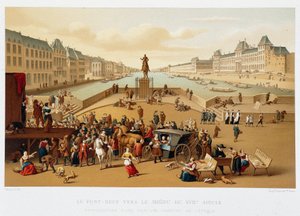 Le Pont Neuf w połowie XVII wieku, „” XVII wiek - Instytucje: zwyczaje i kostiumy, Francja 1590-1700” Paul Lacroix