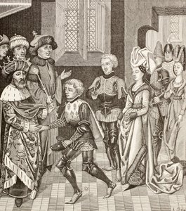Przyjęcie Gautiera-Sans-Avoir przez króla Węgier, który pozwala mu przejść przez swoje terytorium z krzyżowcami podczas pierwszej krucjaty. autorstwa Paul Lacroix