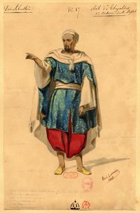 Abayaldosa. Projekt kostiumu do opery Dom Sébastien, Król Portugalii, 1843.