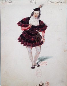 Projekt kostiumu dla księcia Albrechta do „Giselle” Adolphe Adam (1803-56) ok. 1841 (akwarela na papierze)