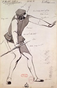 Projekt kostiumu dla akrobaty z „Benvenuto Cellini” Hectora Berlioza (1803-69), 1838 (pióro i tusz oraz pranie na papierze)