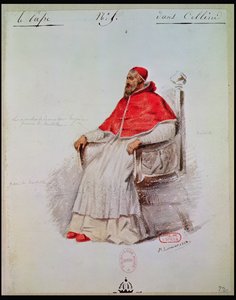 Projekt kostiumu dla papieża Klemensa VII w „Benvenuto Cellini” Hectora Berlioza (1803-69) 1838 (pranie na papierze)