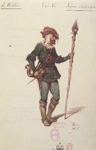Projekt kostiumu myśliwskiego dla „Giselle” Adolphe Adama (1803-56) ok. 1841 r.