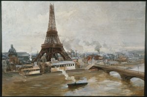 Wieża Eiffla i dzieła na Wystawie Powszechnej w styczniu 1889 roku, w latach 1-1889 (olej na płótnie)