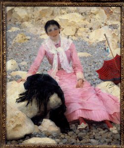 Portret Fernande Matheya (1857-1941) na plaży Obraz Paula Matheya (1844-1929) XIX w. Ndz. 0,55x0,46 m Paryż, musee d